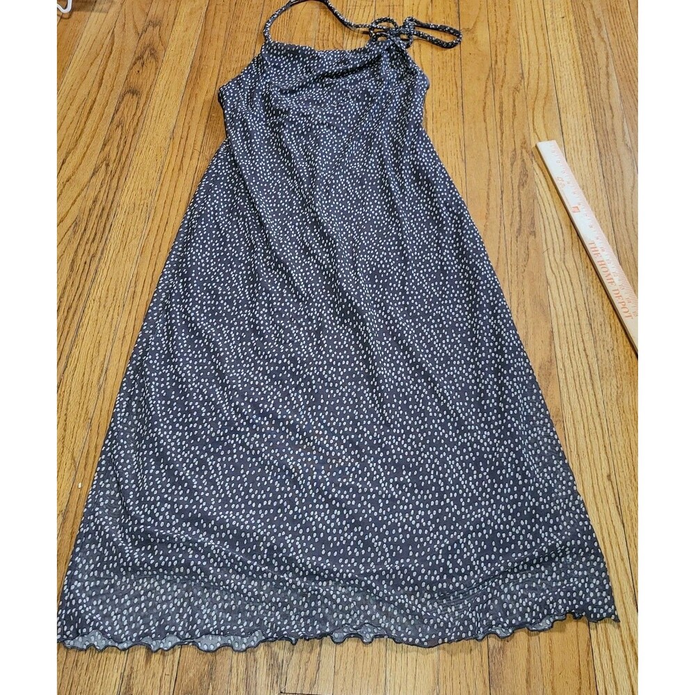 Kirious Los Angeles Mesh Lined Slip Dress Cowl Neck Polka Dot Midi Brown XL